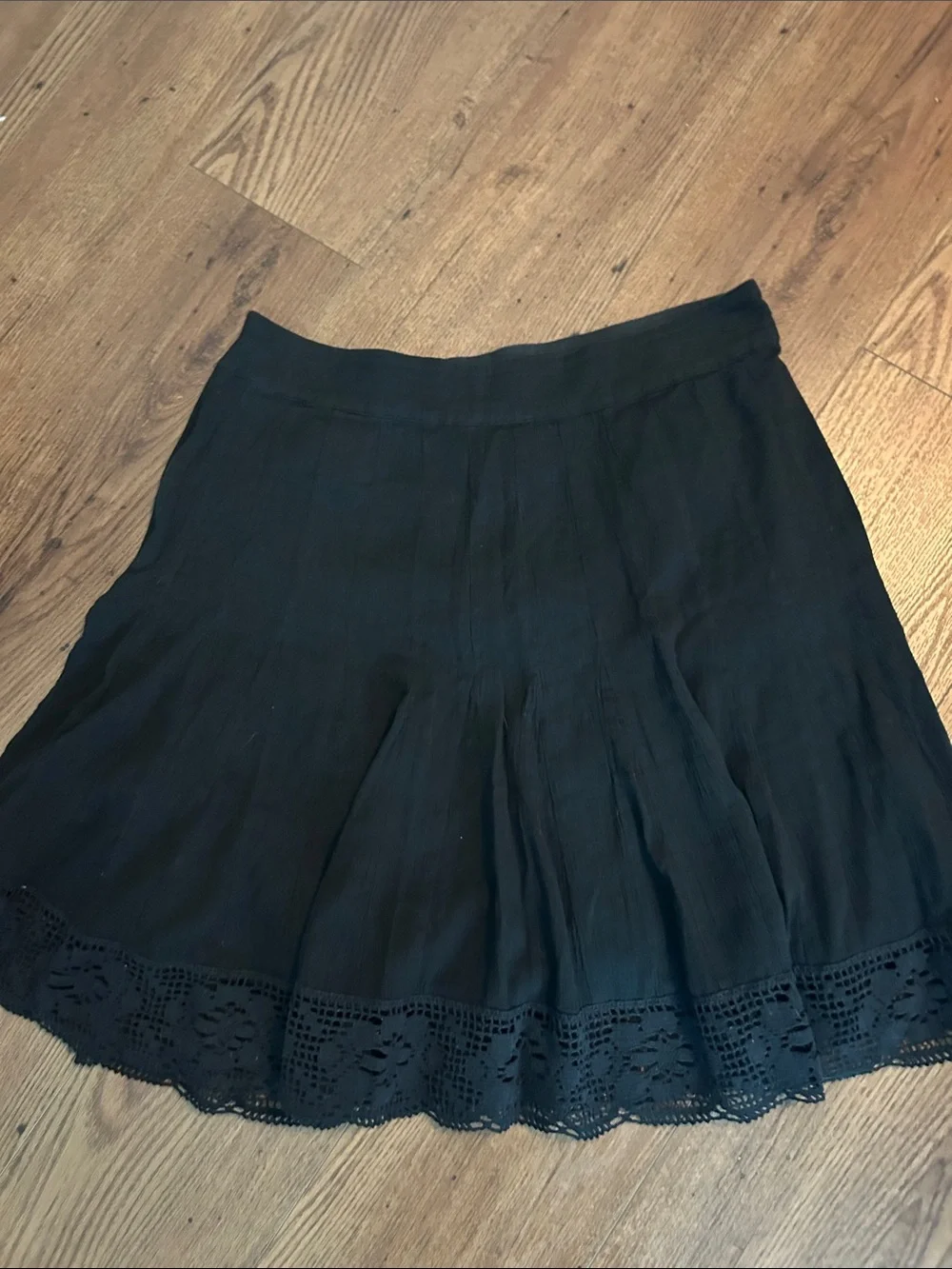 Christina Black Crochet-Hem Circle Skirt